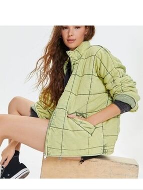 Free People Dolman Dupe Quilted Jacket Lightweight Puffer Green